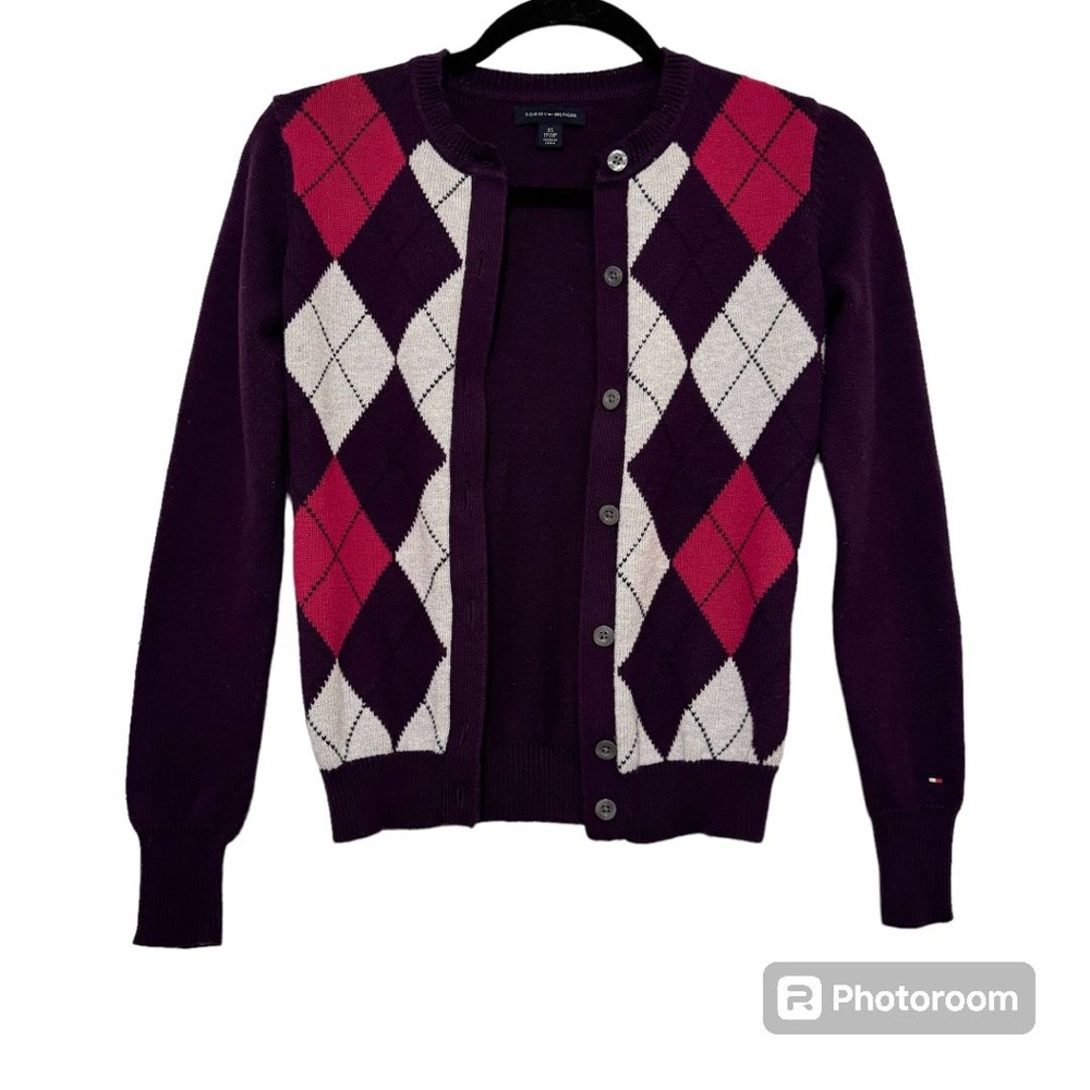 Red and White plaid cardigan